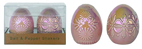 Transpac Salière et poivrière en céramique violet irisé 3 x 2 cm