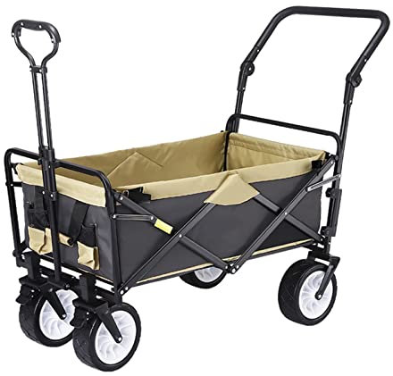 PJDDP Faltbare Bollerwagen Robuster Outdoor Gartenanhänger Strandwagen mit All-Terrain-Rädern, klappbar Handwagen Transportwagen für Outdoor Camping Angeln Shopping Sport