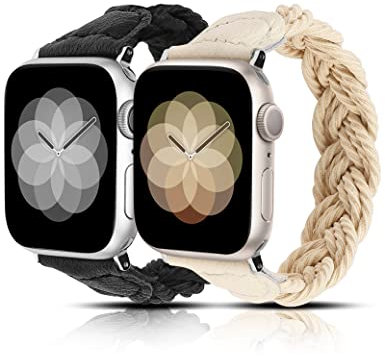 Minyee Correas de cuero compatibles con Apple Watch Band de 38 mm, 40 mm, 41 mm, 42 mm, 44 mm, 45 mm, 49 mm (Ultra) para mujer, doble nudo con remache, elegante correa elegante para iWatch Series 8