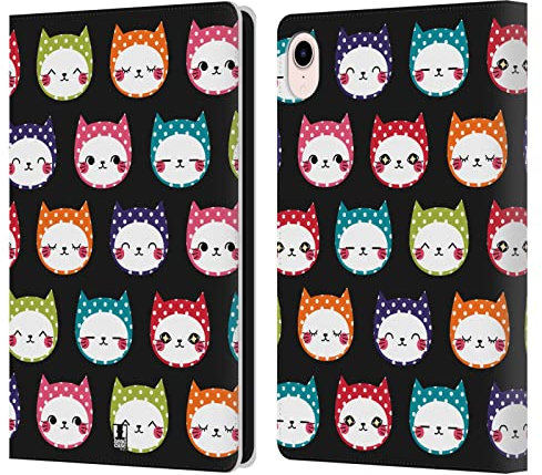 Head Case Designs Rainbow Cats And Dots Leather Wallet Case Compatible With Apple iPad mini (2021/2024)