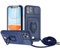 Zallagre Handykette Hülle kompatibel mit iPhone 11 Pro Max.[2 Stück] Schutzfolie Glas,Kameraschutz,360 Grad Ringhalter Stand,Kartenfach,Silikon hülle-Marineblau