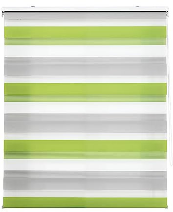 Decorblind Doppellagiges Rollo für Nacht und Tag, Montage an Wand oder Decke, Maße: Breite 160 x Länge 180 cm, Maße Stoff: 157 x 175 cm, dreifarbiges Rollo in Grau, Weiß, Fensterrollo