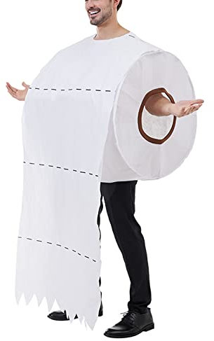 Lustiges Toilettenpapier Cosplay Kostüm für Damen Herren Halloween Verkleidung Kleidung (Weiß, Einheitsgröße)