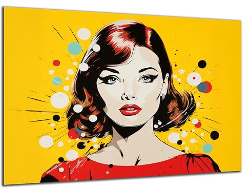 DARO Design - Wand-Bild 6mm HDF 84x56 cm Pop-Art Frau gelb - Wand-Deko Bilder Wohnzimmer