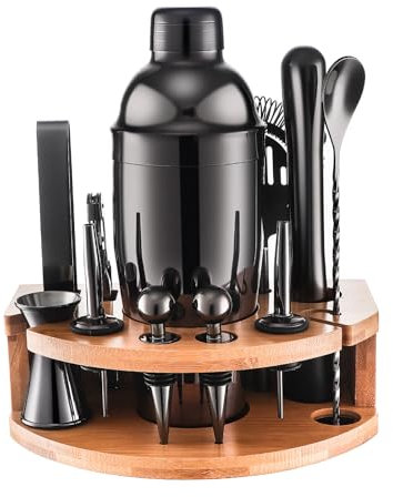 Set da cocktail con supporto, set professionale di shaker da cocktail in acciaio inox da 12 pezzi, set da bar per miscelare le bevande, regali per donne uomini amanti del cocktail