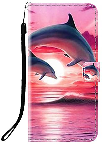 Sunrive Case compatible with Blackview Shark 8, PU Leather Phone Holster Case Card Slot Flip Wallet Stand Function gel magnetic Protective Skin Cover (Q dolphin)