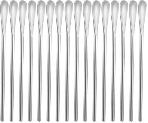 Lot de 16 cuillères à mélanger réutilisables en acier inoxydable 304 – 15,8 cm, idéales pour mélanger le café, les cocktails, le lait, la crème glacée, le jus et d'autres boissons – Parfait pour la