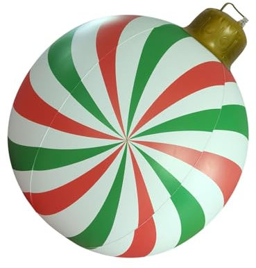 Große aufblasbare Weihnachtskugeln | 60 cm aufblasbare Weihnachtskugel für den Außenbereich | PVC-Weihnachtsball für den Außenbereich | Dekorationen für den Innenbereich