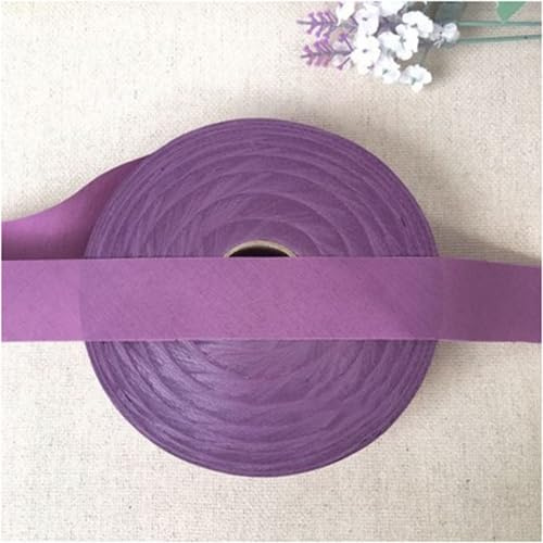 Ungefalzt Schrägband Baumwolle Polyester Gemisch 30mm zum nähen (Lila, 85 Metre)