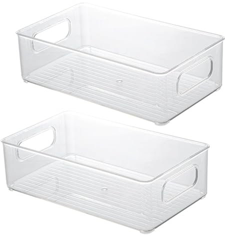 Lre Co. Set di 2 organizer frigorifero, impilabile organizer cucina, per cassetto, cucina, organizer cassetti cucina, contenitori trasparenti, contenitori frigorifero organizer senza BPA (2 pezzi)