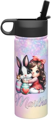 SJHAZSL Custom Personalized Water Bottles, Customised Insulated Water Bottles with Name, Print Stainless Steel Flask Cups for Kid Girls Boys Women Men School Gym Camping Office Style3
