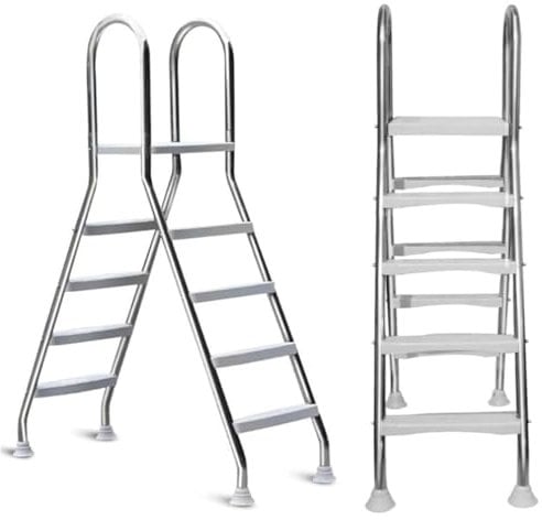 SFSLBFB Stainless Steel Pool Ladder, 52 Pool Ladder, Outdoor Above Ground Swimming Pool Ladder Max Load Capacity 500 Lb, 4 Steps Double-Sided Slip Pools Step Ladder, 304 Stainless Steel Pool Stairs