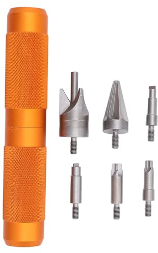 Case Chamfer Deburring Tool, 6 Rotating Heads, Suitable for 0.17-0.45 Calibers, Aluminum Alloy, Pocket Primer Pocket Reamers Cleaners, Multitool for Preprocessing