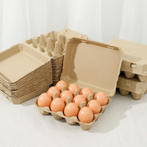 20 scatole per uova in cartone per 12 uova, vuote, 3 x 4, vuote, per la casa, la cucina, la fattoria, contenitori per uova fresche (20 pezzi)