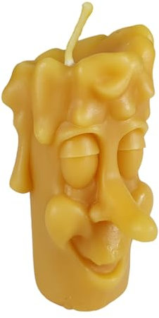 Bienenwachskerze - Schmelzende Kerze mit Gesicht 10 cm aus 100% reinem Bienenwachs - Handgemacht - Honigkerze - Bienenwachs Stumpen