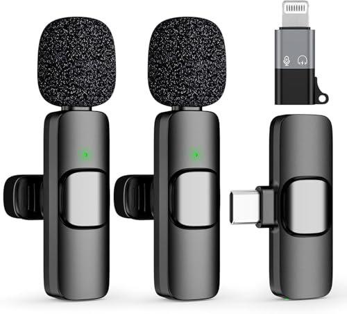 HUACAM Wiederaufladbares kabelloses Lavalier-Mikrofon für Typ-C, iOS und Android – Mini-Mikrofon mit Geräuschunterdrückung, Ansteckmikrofon für Video (02)