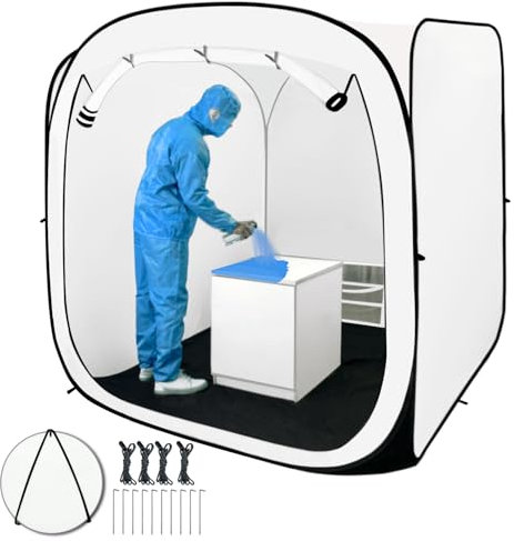 CooTentler Pop Up Paint Booth 180x180x180cm Portable Spray Tent with Black Floor, Mesh Door and Mesh Window for Furniture, Auto Parts & Other Items Painting Works