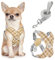 Pawaboo Hundegeschirr mit Hundeleine Set, X-Rahmen Verstellbares Anti Zug Anti-Erstickung Hund Brustgeschirr für Kleine, Mittelgroße Hunde & Welpen, Hundeweste mit Leine, S, Khaki Kariert