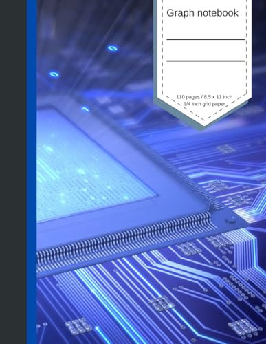 Motherboard - Graph Notebook – 1/4 Inch Grid Paper, 8.5 x 11 in, 110 Pages: the perfect notebook to tackle your math, science, or design projects