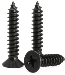 KELUBATU M3 Flat Head Self Tapping Screws, Carbon Steel Countersunk Phillips Wood Screws Black for Furniture Repairing, Woodworking-M3 x 25 mm 100 Pcs and M6 Screw Anchors 20 Pcs