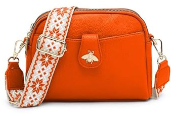 JFY Women's Bee Badge And Canvas Strap Cross Body Bag