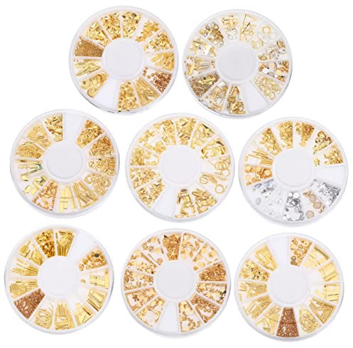 CALLARON 8 Boxen Handgefertigte Nagelkunst Dekorationen 3D Nagelstuds Bunte Maniküre Schmuck Selbstgemacht Zubehör für Nägel Maniküre Zubehör