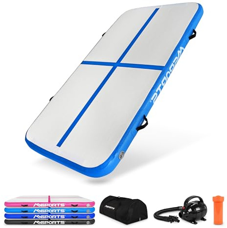 MSPORTS Air Track Matte 10 cm – aufblasbare Gymnastik‑ & Tumbling Matte für Turnen, Cheerleading, Yoga & Fitness – 5 Größen und 4 Farben