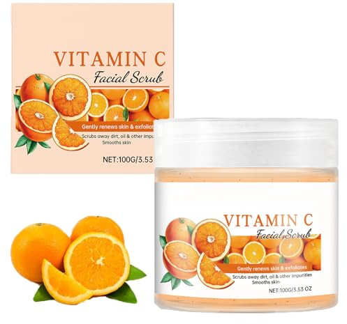 Vitamin C Face Scrub, Brightening Exfoliator, Deeply Cleansing, Improve Black Spots Blackheads, Even Skin Tone, Natural Care, Hydrating & Soothing, Repairing & Whitening, Moisturizing (1pcs)