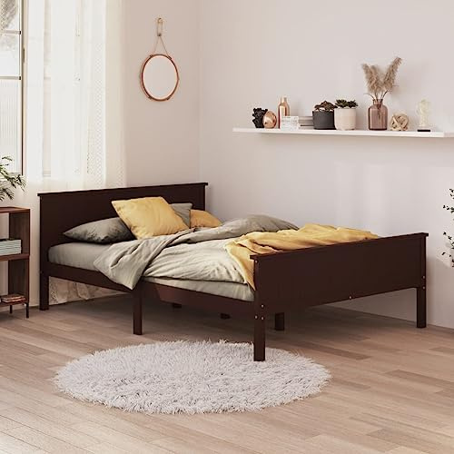 Mandloder Massivholzbett Dunkelbraun Kiefer 160x200 cm, Robustes Bettgestell mit Lattenrost, modernes Doppelbett für Schlafzimmer, langlebiges Vollholz