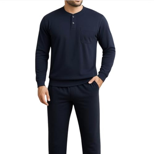 Generico Pigiama Uomo Cotone Leggero Lungo in Jersey 100% Cotone, Pigiama Uomo Estivo Primaverile con Bottoni Davanti (Pesantezza 140gr) Pigiami 100% Made in Italy dalla M alla 3XL