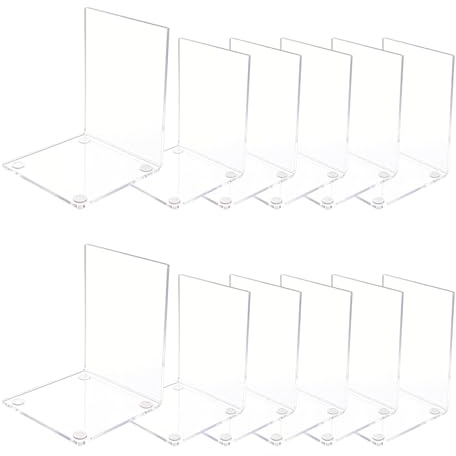 12 Serre Livres Acrylique Transparent Presse Livre avec Tapis Antidérapants | Acryl Cale Livre Bibliothèque Porte Livres Pour Chambre à Coucher, Bibliothèque, Bureau, école et Bureau