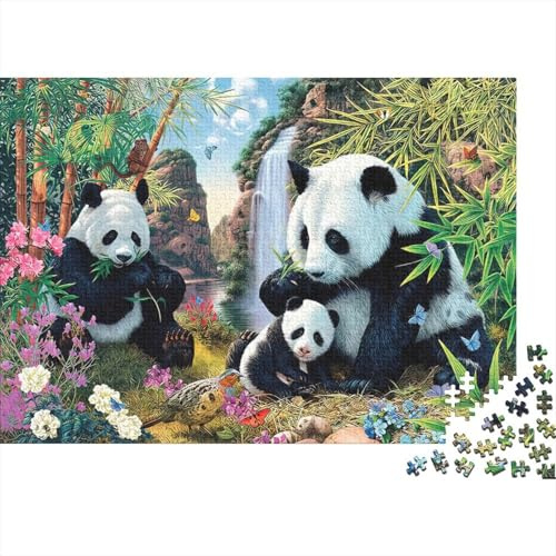 Pandafamilie Puzzle 1000 Teile Aus Knickfestem Karton Panorama-Puzzle Pandafamilie Als Logik-Skill-Puzzle Für Schöne Dekorations-Puzzle Für Denksport-Freunde 52x38cm/1000pcs