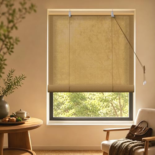 HOMEDEMO Store Enrouleur Bambou, Occultant pour Fenêtre, Protection Intimité, Intérieur Extérieur, Facile à Installer, Store pour Salon, Naturel, 100l x 160L cm