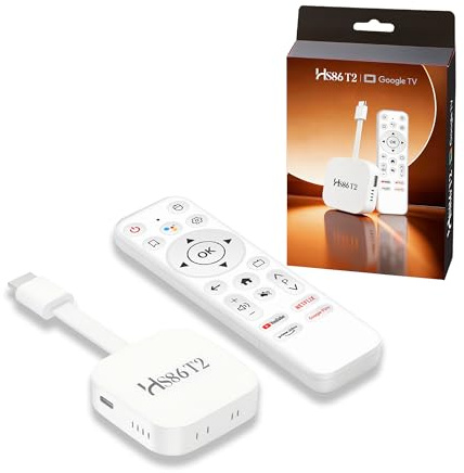 Mini TV Stick Android Box 4K Ultra HD Dispositivo di Streaming, Android 14.0 TV Stick Box 2 GB 16 GB HDR10 2.4G/5G WiFi6 BT 5.0, Smart Lettore Multimediale in Streaming e Telecomando Vocale H86 PROT2