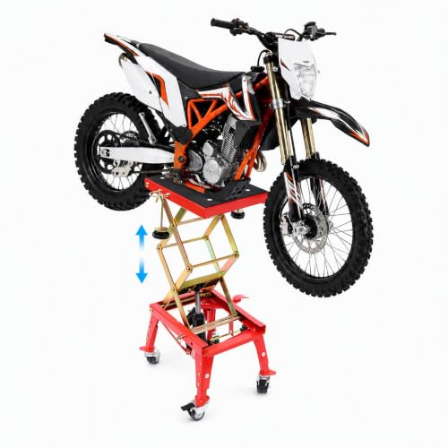 Motorradhebebühne Hydraulische Motorradheber Scherenhebebühne Höhenverstellbare 305-800mm Motorrad Hebebühne Rollen bis 160kg Tragkraft für Werkstätten ATVs Quads