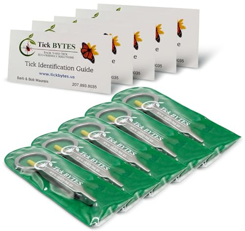 TickBYTES - Kit per la rimozione delle zecche, pinzette a punta fine in acciaio inox con lente d'ingrandimento e carta d'identità, strumento sicuro per rimuovere le zecche, portatile, essenziale per