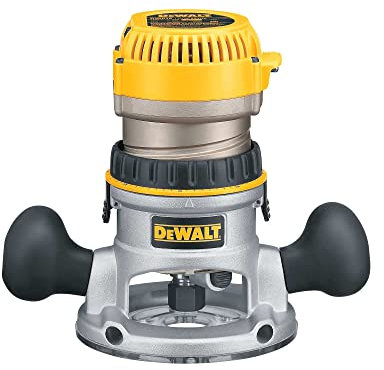 DEWALT Enrutador, base fija, 12 amperios, disparador de velocidad variable de 24,000 rpm, 2-1/4 HP, con cable (DW618) amarillo