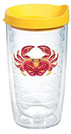 Tervis 1254505 Multi-Color Crab Tumbler with Emblem and Yellow Lid, Tritan, Clear