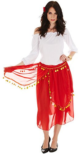 dressforfun tectake Frauenkostüm Gypsy Spanierin Flamenco | Oberteil mit modernem Carmen-Ausschnitt | Wundervoller Rock mit Gummibund | inkl. Blume fürs Haar (S | Nr. 301005)