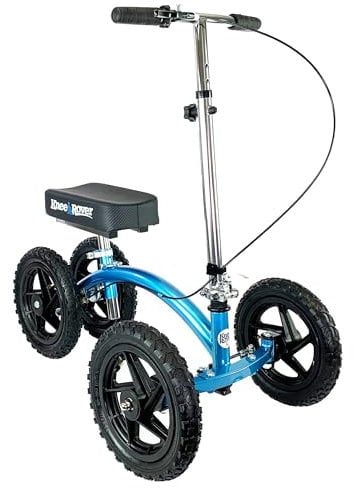 KneeRover Quad verschiedene gelände Lenkbare Knie Walker Bein Walker Knie Rollator, Orthopädischer Knie-Roller für Fuß-, Unterschenkel- oder Knöchelverletzungen, Ersatz für Krücken in Metallic-Blau