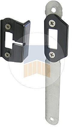 Gâche réversible en Inox avec butée et contre-butée pour serrure à encastrer. - Noir Ral 9005