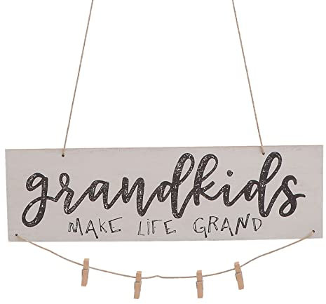 Garneck Notiz-Clips, Holz zum Aufhängen, Grandkids Make Life Grand Wall Board DIY Listing Note Clips Crafts Kleine Board Foto Clips Aufnahme Nachricht Clips Memo Ordner Notizen Klammern