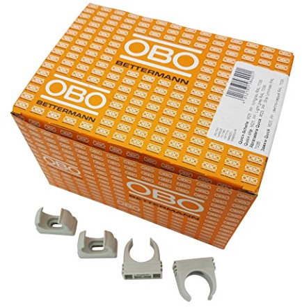 200x OBO Bettermann M25 Quick-Schellen | Klemmschelle | Rohrschelle | anreihbar | lichtgrau | 25mm | 200 Stück