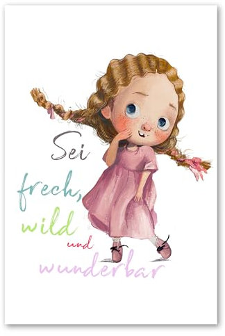 Postereck - 4054 - Kinderzimmer, Frech Wild Wunderbar Spruch Süss - Kinder Kinderzimmer Kinderbild Wandposter Fotoposter Bilder Wandbild Wandbilder - Poster - DIN A4-21,0 cm x 29,7 cm