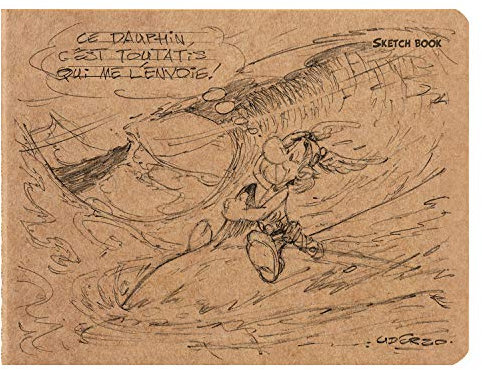 Clairefontaine 813000C - Notizheft ''Asterix 3 Sketchbook'' 30 Blatt Zeichenpapier Sketch blanko elfenbein, 16x21 cm, Querformat, Einband aus Kraftpapier mit Skizzen, Motive sortiert, 1 Stück