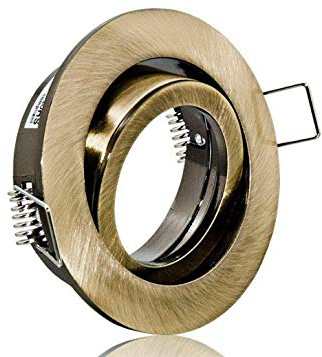 LC-Light LED Einbaustrahler Einbauleuchte Einbauspot schwenkbar Gebürstet inklusive GU10 Fassung 230V (Rund Altmessing)