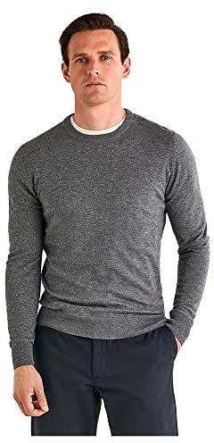 Hackett London Herren Wool Silk Cash Crew Sweater, 933grey Marl, S