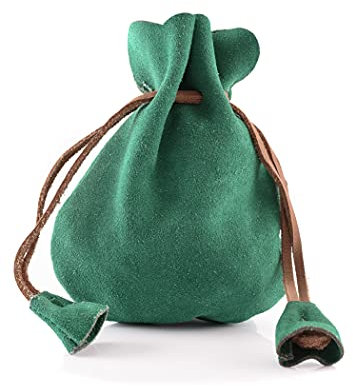 Battle-Merchant Lederbeutel Geldkatze Geldbeutel aus Wildleder | Wikinger Mittelalter LARP (Grün)