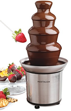 Nostalgia Electric Chocolate Fondue Fountain, 32-Ounce, 4 Tier Set, Fountain Machine for Cheese, Melting Chocolate, Liqueurs, Stainless Steel