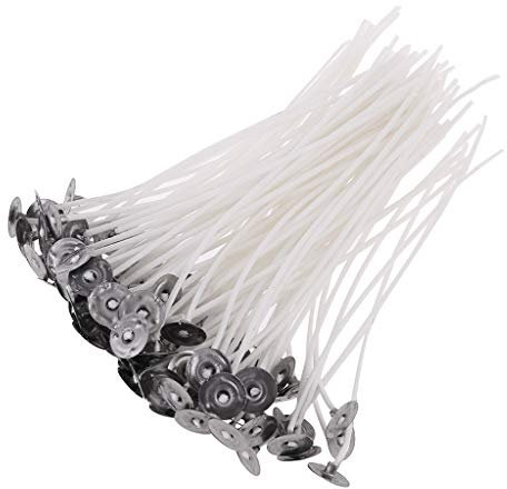 Yushu - 100 Kerzendochte, 12 cm Baumwollkern, vorgewachst mit Stützen, für Kerzenherstellung, Bastelarbeiten, entworfen zur Verwendung mit Soja-, Gel- oder Paraffinwachs.